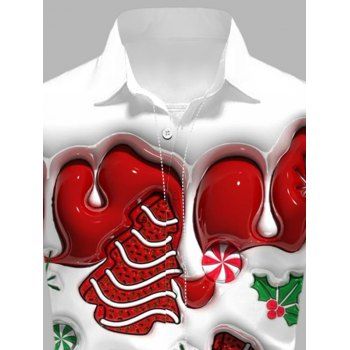 Men's Holiday Shirt Christmas Tree Printed Button Up Shirt
