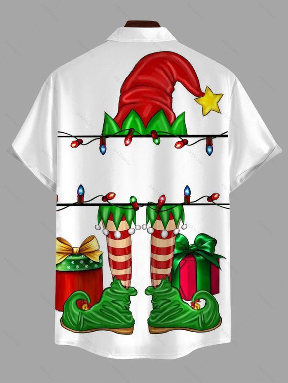 Holiday Couple Outfit Christmas Hat Striped Socks Print Dress and Shirt Set - Vert S | US 4