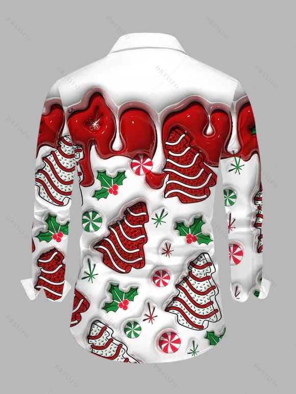 Holiday Couple Outfit Christmas Tree Printed Faux Fur Dress and Shirt Set - Rouge S | US 4