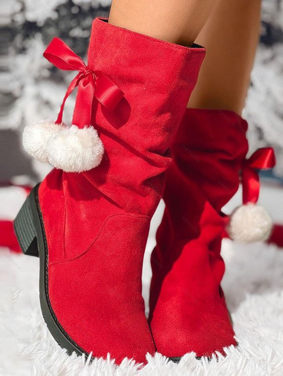 Winter Outfit Christmas Tree Gingerbread Man Print Faux Fur Dress and Cape Boots Set - Rouge S | US 4