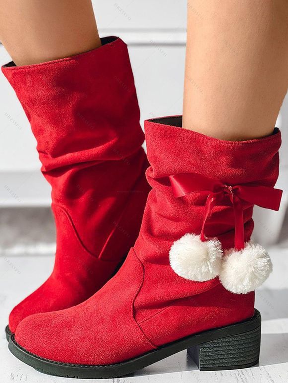 Winter Outfit Christmas Tree Gingerbread Man Print Faux Fur Dress and Cape Boots Set - Rouge S | US 4