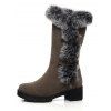 Colorblock Faux Fur Buckle Strap Snow Boots - Brun EU 36
