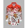 Chemise de Noël pour homme, imprimé bonhomme en pain d'épice et sapin, à boutons - Rouge 2XL