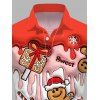Chemise de Noël pour homme, imprimé bonhomme en pain d'épice et sapin, à boutons - Rouge 4XL