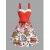 Robe de Noël mini en fausse fourrure avec imprimé bonhomme en pain d'épice et sapin. - Rouge XXL | US 14