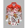 Couple Outfit Gingerbread Man Christmas Tree Print Faux Fur Dress and Shirt Set - Rouge S | US 4