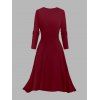 Ensemble deux pièces : robe à fines bretelles et haut long ouvert sur le devant, imprimé zigzag colorblock. - Rouge Vineux XL | US 12