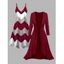 Ensemble deux pièces : robe à fines bretelles et haut long ouvert sur le devant, imprimé zigzag colorblock. - Rouge Vineux XL | US 12