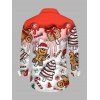 Chemise de Noël pour homme, imprimé bonhomme en pain d'épice et sapin, à boutons - Rouge 3XL