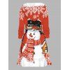 Robe sweat à capuche de Noël à imprimé flocons et bonhommes de neige, lacée - Rouge L | US 8-10