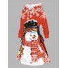 Robe sweat à capuche de Noël à imprimé flocons et bonhommes de neige, lacée - Rouge L | US 8-10
