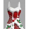 Robe de Noël imprimée sapin de Noël, mini-robe en fausse fourrure - Rouge XXXXXL | US 20