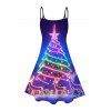 Robe de Noël à imprimé sapin et élans, bretelles spaghetti - INDIGO COLOR XXXXXL | US 20