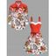 Couple Outfit Gingerbread Man Christmas Tree Print Faux Fur Dress and Shirt Set - Rouge S | US 4