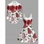 Holiday Couple Outfit Christmas Tree Printed Faux Fur Dress and Shirt Set - Rouge S | US 4