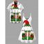 Holiday Couple Outfit Christmas Hat Striped Socks Print Dress and Shirt Set - Vert S | US 4