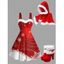 Christmas Outfit Colorblock Snowflake Print Faux Fur Dress and Cape Boots Set - Rouge S | US 4
