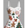 Winter Outfit Christmas Tree Gingerbread Man Print Faux Fur Dress and Cape Boots Set - Rouge S | US 4