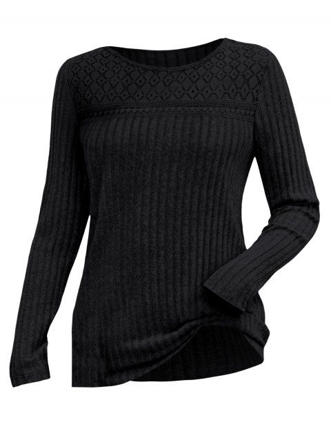 Haut uni texturé à motif géométrique ajouré