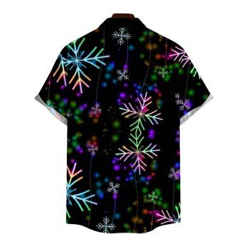 Christmas Couple Outfit Colored Snowflake Print Faux Fur Dress and Shirt Set