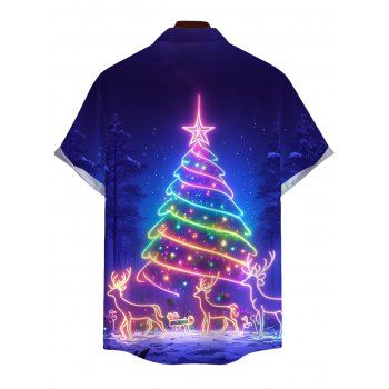 Holiday Couple Outfit Christmas Tree Elk Print Dress and Shirt Set