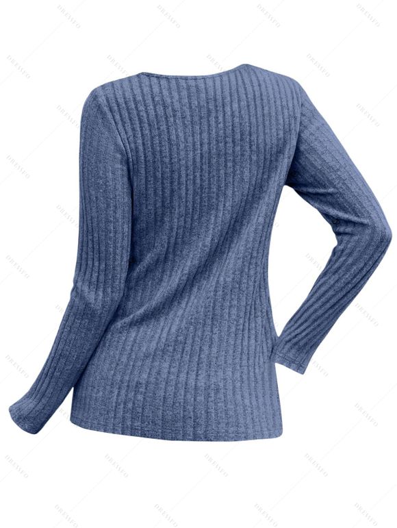 Haut uni texturé à motif géométrique ajouré - Bleu gris XXL | US 12