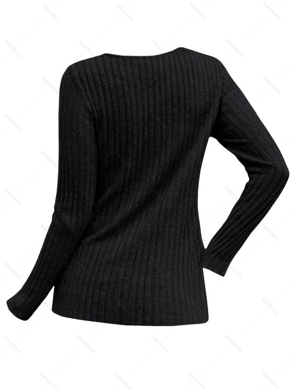 Haut uni texturé à motif géométrique ajouré - Noir XXL | US 12