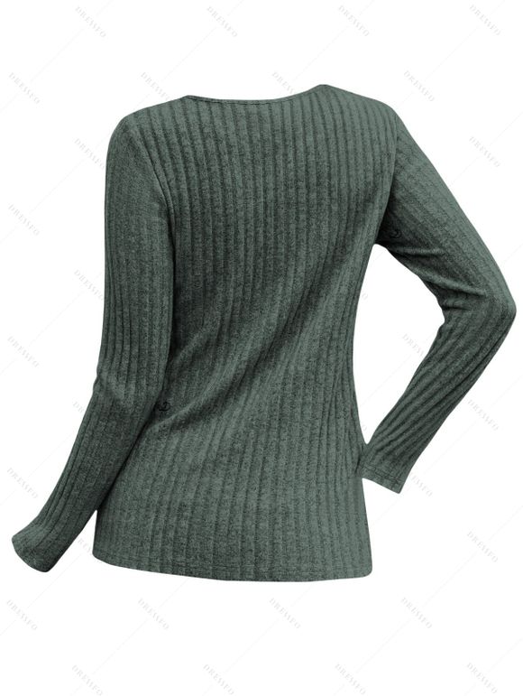 Haut uni texturé à motif géométrique ajouré - PLANT GREEN S | US 4