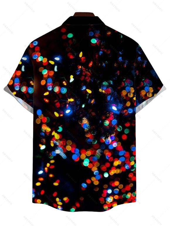 Christmas Couple Outfit Colored Light Print Dress and Shirt Set - Noir S | US 4