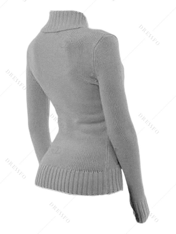 Pull-over uni à fermeture éclair et faux boutons, col montant - Gris XXL | US 14