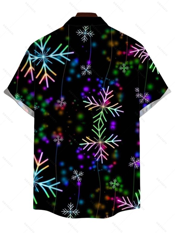 Christmas Couple Outfit Colored Snowflake Print Faux Fur Dress and Shirt Set - Noir S | US 4