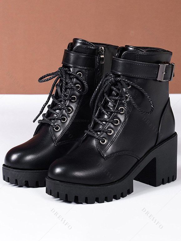 Gothic Women Outfit Textured Lace Up Cut Out Top Buckle Leggings and Boots Set - Vert Armée S | US 4