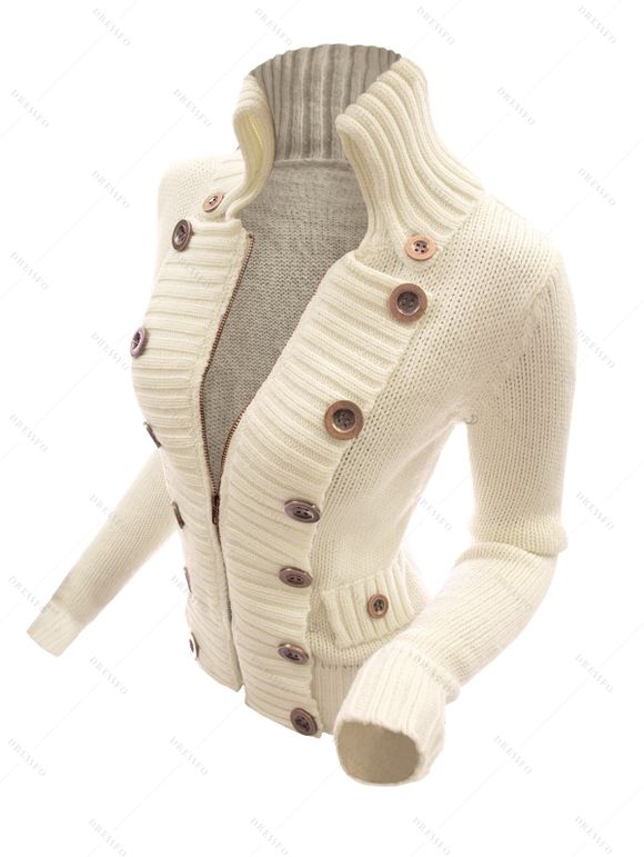 Women Outfit Zip Up Mock Button Stand-up Collar Sweater and Leggings Set - Abricot S | US 4