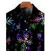 Chemise de Noël pour homme, chemise boutonnée à imprimé flocons de neige colorés - Noir XL