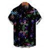 Chemise de Noël pour homme, chemise boutonnée à imprimé flocons de neige colorés - Noir XL