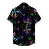 Chemise de Noël pour homme, chemise boutonnée à imprimé flocons de neige colorés - Noir XL