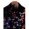 Chemise de Noël pour homme, imprimé lumineux coloré, boutonnée - Noir 4XL