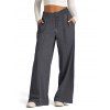 Pantalon long uni à jambes larges et cordons de serrage - Gris Foncé XXL | US 12