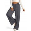 Pantalon long uni à jambes larges et cordons de serrage - Gris Foncé XXL | US 12