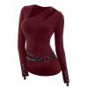 Gothic Women Outfit Grommet O-ring Cut Out Top and Leggings Set - Rouge Vineux S | US 4
