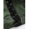 Gothic Women Outfit Textured Lace Up Cut Out Top Buckle Leggings and Boots Set - Vert Armée S | US 4