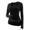 Winter Women Outfit Cut Out Top Grommet Leggings Faux Fur Boots Set - Noir S | US 4