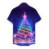 Holiday Couple Outfit Christmas Tree Elk Print Dress and Shirt Set - INDIGO COLOR S | US 4
