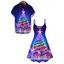 Holiday Couple Outfit Christmas Tree Elk Print Dress and Shirt Set - INDIGO COLOR S | US 4