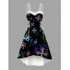 Christmas Couple Outfit Colored Snowflake Print Faux Fur Dress and Shirt Set - Noir S | US 4