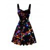 Christmas Couple Outfit Colored Light Print Dress and Shirt Set - Noir S | US 4