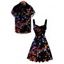 Christmas Couple Outfit Colored Light Print Dress and Shirt Set - Noir S | US 4