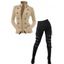 Women Outfit Zip Up Mock Button Stand-up Collar Sweater and Leggings Set - Noir S | US 4