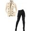 Women Outfit Zip Up Mock Button Stand-up Collar Sweater and Leggings Set - Noir S | US 4