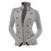 Women Outfit Zip Up Mock Button Stand-up Collar Sweater and Leggings Set - Gris Clair S | US 4